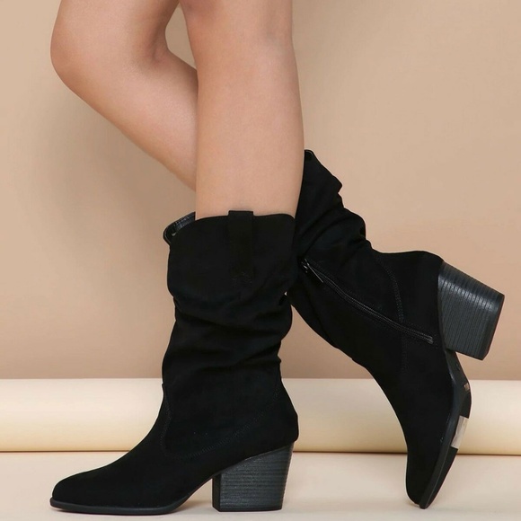 BAMBOO Shoes - NEW🔥 Slouchy Cowboy Western Mid-Calf Boot w/ Zip